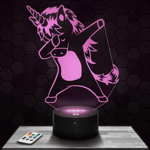 lampe avec une licorne rose style enfant