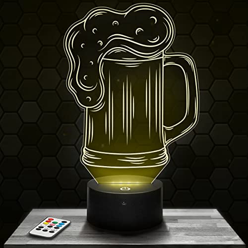 lampe en forme de Chope de bière éclairée jaune