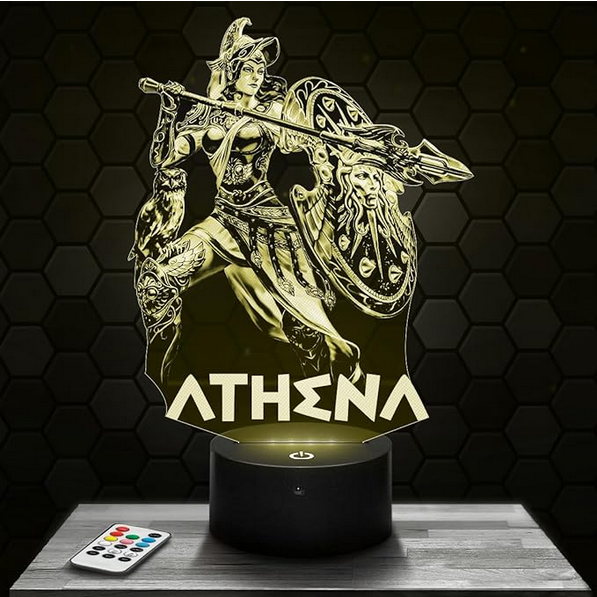 lampe 3D Athéna Mythologie avec un bouclier et un casque