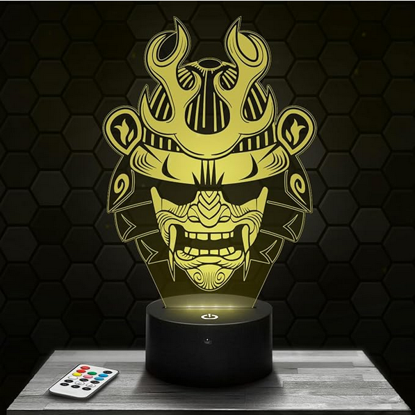 lampe masque chinois démon Oni avec des cornes