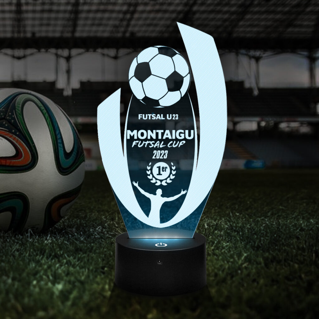 trophée foot dans un terrain avec un ballon